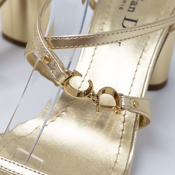 Christian Dior C’est Dior Heeled Sandal Gold Shoes Womens Size 36 EU 6 US - Picture 3 of 7